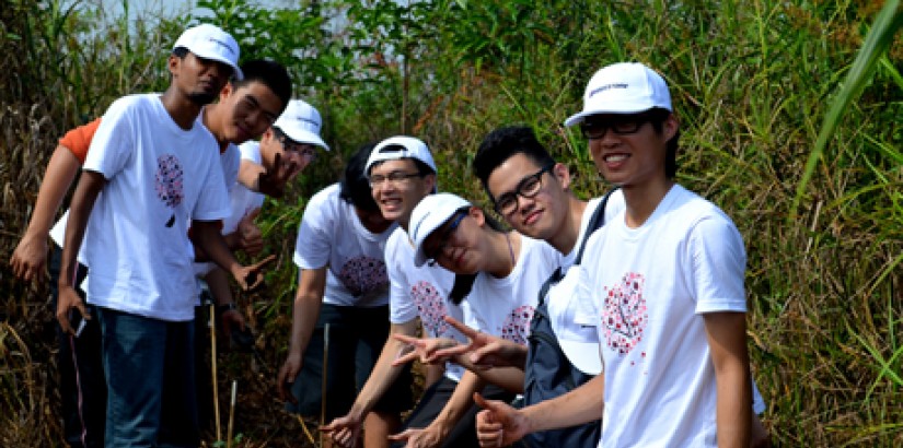 UCSI University students lending a hand in replanting trees as one of the reserve's rehabilitation efforts during the annual tree planting event.