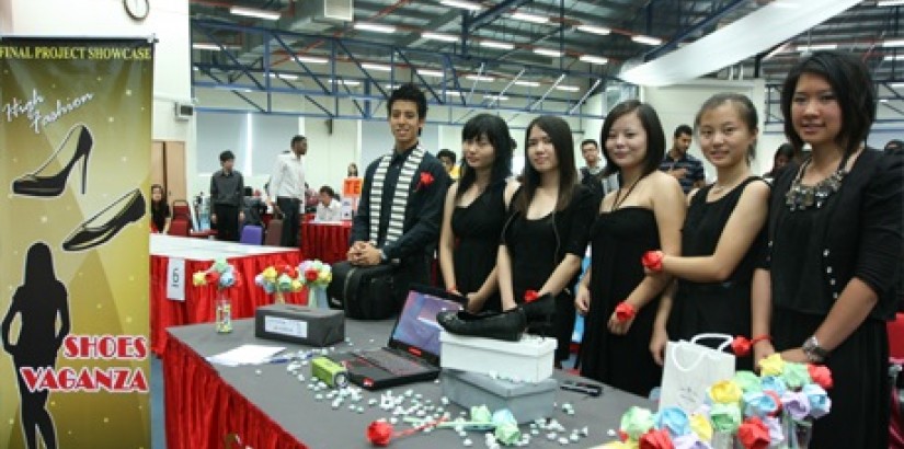 UCSI University first-year student with their innovative and creative product/service,during the University Life final showcase