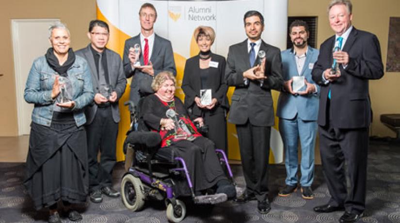  Professor Dr Ooi Keng Boon (second from left) pictured with the winners and finalists of the University of Southern Queensland’s Alumni of the Year Awards 2016.