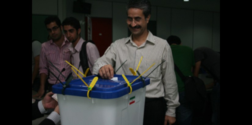 One of the Iranians casting his vote during the Iranian Presidential elections