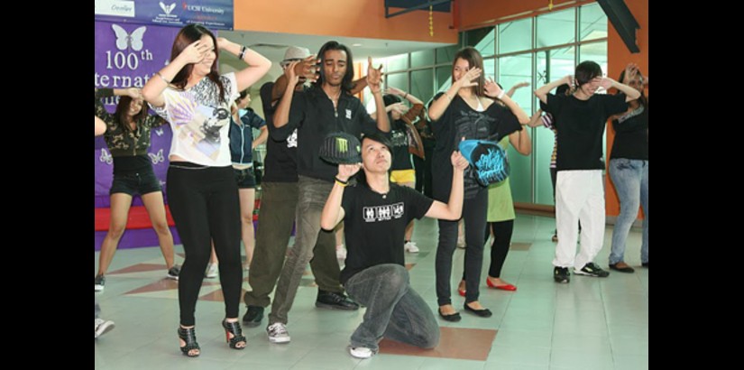  Students dance during the opening ceremony of International Women's Week at UCSI University.