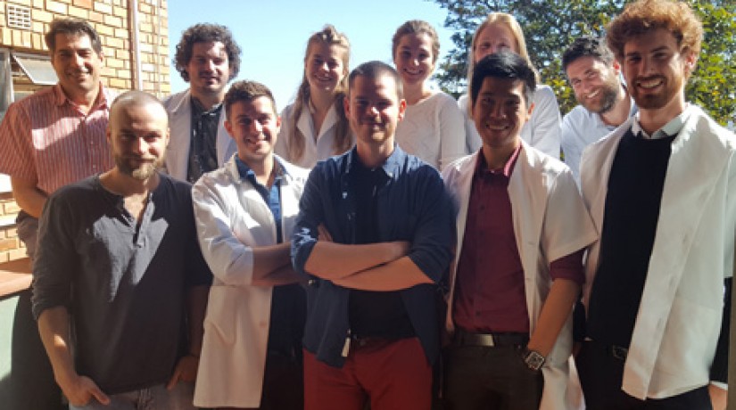 Shi Hao (second from left) with ophthalmologist Dr Jonathan Pons (right) and his fellow elective students from UK, Austria, Germany, France and South Africa.
