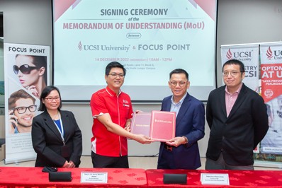 UCSI Signs MoU with Focus Point Group to Provide Interest Free Loans for Optometry Students 