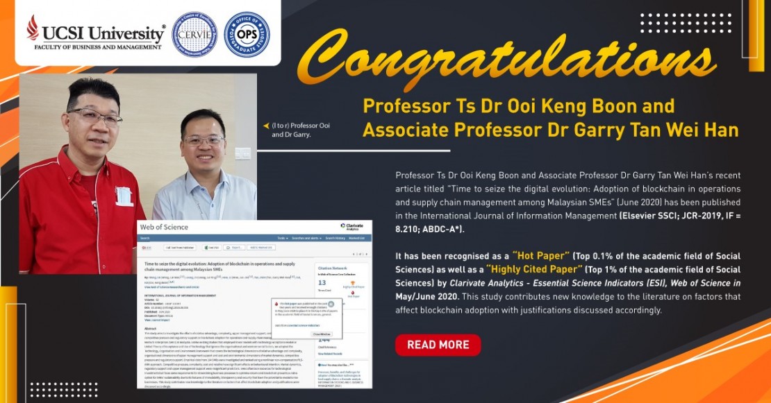 Congratulations to Professor Ts Dr Ooi Keng Boon and Associate Professor Dr Garry Tan Wei Han