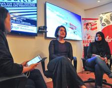 AirAsia Berhad CEO and executive director Aireen Omar was interviewed by UCSI scholars Fadzilah Binti Najumudeen (right) and Angeline Chong (left), sharing her views on leadership.