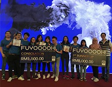  ICAD students accompanied by their lecturers, Athirah Mohamed Zaini (second from right) and Alan Ong Tee Chuan (right) take home 4 out of 10 awards.