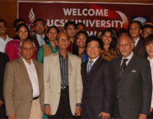 UCSI University President, Peter T. S. Ng, (front row, third from right) in a group photo with Mr. Nurul Islam Nahid and alumni members