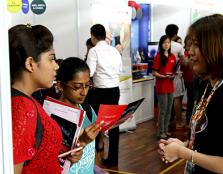  OPPORTUNITIES: Students listen on intently as the representative from the industry explains the career opportunities in her company.