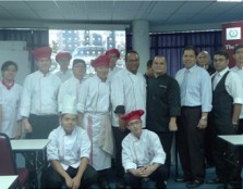 Chef Adrian (second row, sixth from left) taking group photo with the Head of Culinary Arts Department, Mr Joseph Martin Pudun (second row, fifth from right) and students after the talk and demonstrations.