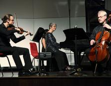  WORLD-RENOWNED (From left): The Orfeo Trio – violinist Eveny Zvonnikov, pianist Julie Bees and cellist Leonid Shukaev – performing their first-ever concert in Malaysia during the launch of UCSI University’s Institute of Music.