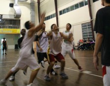 Intense: Participants vying for the top spot in the basketball finals