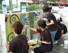 Work of art : Architecture students painting part of the MBPJ building