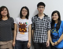  TOP SCORERS: Loh Chen Lam (second from right) and Tai Sin Yee (first from right) taking group photo with their classmates, Angela (first from left) and Then Shi Lee (second from left) after receiving their results.