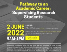 Pathway to an Academic Career: Supervising Research Students