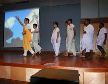  UCSI University students stepping onto the stage at the beginning of their production of Shakespeare's "Julius Caesar"