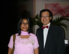 Dr Nalina and Mr Tai looked splendid as they welcomed guests at the door.