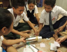 BRIGHT LEARNERS: CSO students in the midst of making a rocket during U-SchoS’ ‘Rocket to the Moon’ campaign.