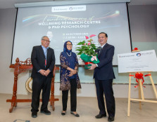 (From left) Director of UCSI Wellbeing Research Centre Professor Dr Mansor bin Abu Talib, UCSI vice-chancellor Prof Datuk Dr Siti Hamisah Tapsir and UCSI Healthcare Group chairman Tan Sri Dr Noor Hisham Abdullah