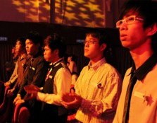 UCSI University scholars singing along to festive songs during the gathering