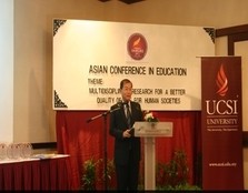 Professor Emeritus Dr Lim Koon Ong,Deputy Vice Chancellor of Academic Affairs and Research,UCSI University conveying his welcome remarks at the Conference.